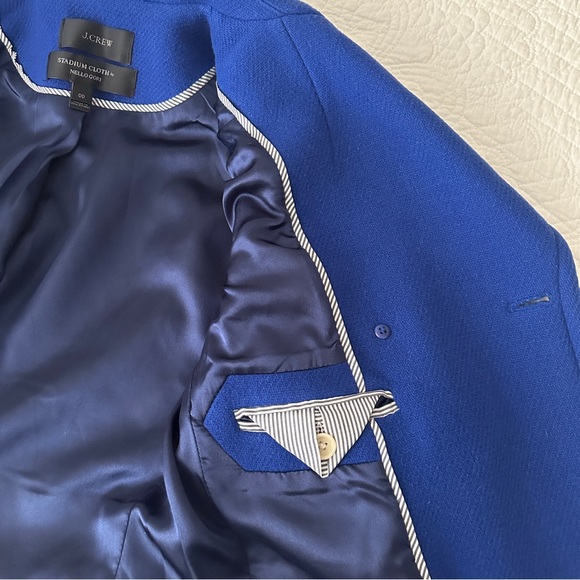 J. Crew Royal Blue Majesty Stadium Cloth Nello Gori Wool Peacoat Coat Women’s 00 - Picture 10 of 16